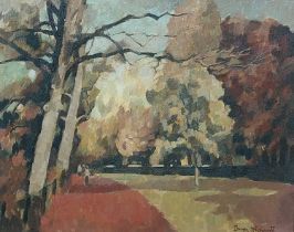 BRYN RICHARDS oil on board - Roath Park, North of the Lake, 50 x 40cms