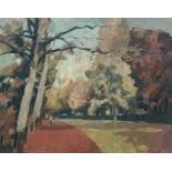 BRYN RICHARDS oil on board - Roath Park, North of the Lake, 50 x 40cms