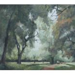 BRYN RICHARDS oil on board - Roath Park, Late Summer, 59 x 51cms