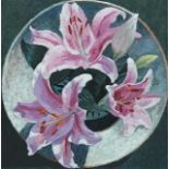 BRYN RICHARDS oil on canvas - Lillies, 40 x 40cms