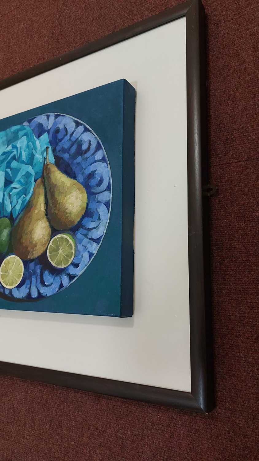 BRYN RICHARDS oil on canvas - Pears, limes, 40 x 40cms - Image 3 of 3