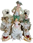 VICTORIAN & LATER POTTERY & PORCELAIN FIGURINES & ANIMALS - a mixed collection to include Royal