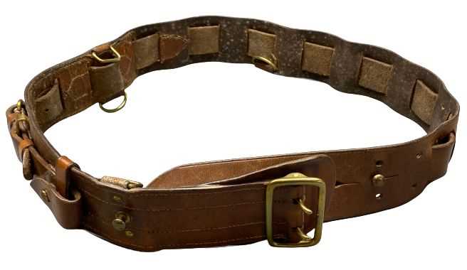 HUNTING INTEREST - vintage leather ammunition belt,118cms L