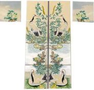 H & R JOHNSON DECORATIVE TILES - tubelined decoration depicting birds, approximately 15