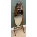 CHEVAL MIRROR - Continental Empire style, herringbone veneered, 168cms H, 60cms W, 45cms D