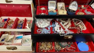 VINTAGE TYPE JEWELLERY BOXES (2) - with costume jewellery contents to include various stone