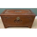 CHINESE CARVED CAMPHORWOOD BLANKET CHEST, 59cms H, 105cms W, 52cms D