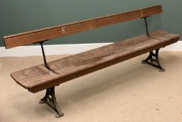 RAILWAY/TRAM TYPE BENCH - reversible back rest, with cast iron supports stamped 'Pearson & Brown',