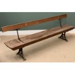 RAILWAY/TRAM TYPE BENCH - reversible back rest, with cast iron supports stamped 'Pearson & Brown',