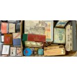 VINTAGE & LATER PLAYING CARD PACKS, jigsaws and games including wooden chess sets, dominoes, ETC