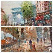 BURNETT oils on canvas (2) - Parisian Street scenes, 50 x 40cms and 50 x 60cms
