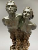 CASASOLA CONTEMPORARY BRONZED COMPOSITION SCULPTURE - on a square marble base modelled as a man