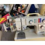 NEW HOME ELECTRIC SEWING MACHINE WITH FOOT PEDAL - in carry case, related cottons and needlework