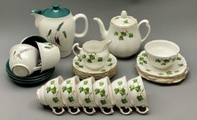 DENBY GREENWHEAT & COLCLOUGH IVY LEAF TEAWARE, 7 and 20 pieces respectively