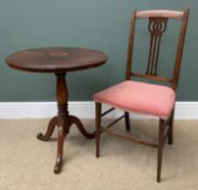 VINTAGE CIRCULAR TOPPED TRIPOD OCCASIONAL TABLE, 68cms H, 61cms diameter and a bedroom chair with