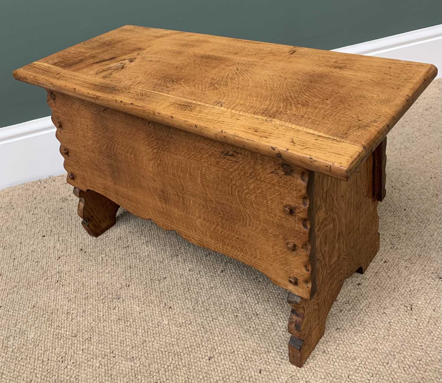 RUSTIC OAK LIDDED BOX STOOL, peg joined construction, 39cms H, 66cms W, 29cms D - Image 3 of 4