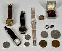 GENT'S 9CT GOLD RINGS (2), Rotary Quartz and Accurist lady's and gent's wristwatches and a small