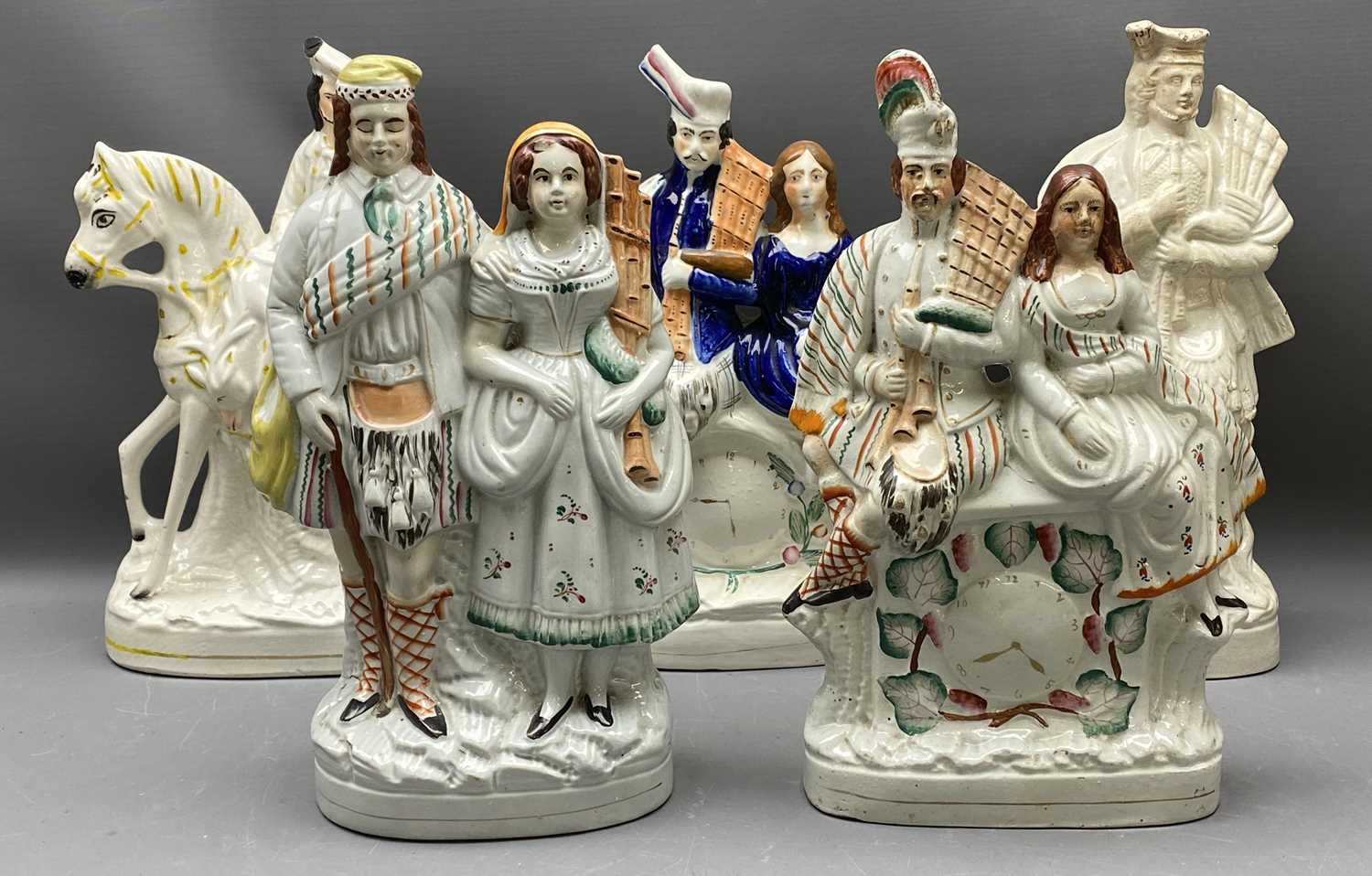 STAFFORDSHIRE FLATBACKS (5) - an assortment of mainly Scottish figures, 36cms the tallest - Image 2 of 2