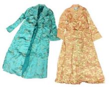 VINTAGE CHINESE SILK GOWNS (2) - one with label 'Peony Brand Shanghai'