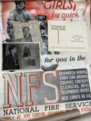 NATIONAL FIRE SERVICE ADVERTISING POSTERS (4) - with associated ephemera, 'Girls be quick there's