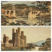JAMES PRIDDY prints (2) - entitled 'Morning, Caernarfon Castle', with blind stamp, signed in pencil,