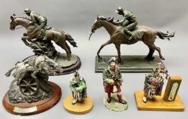 HORSE & SCOTTISH MILITARY FIGURINES GROUP - to include two composition models of racehorses with