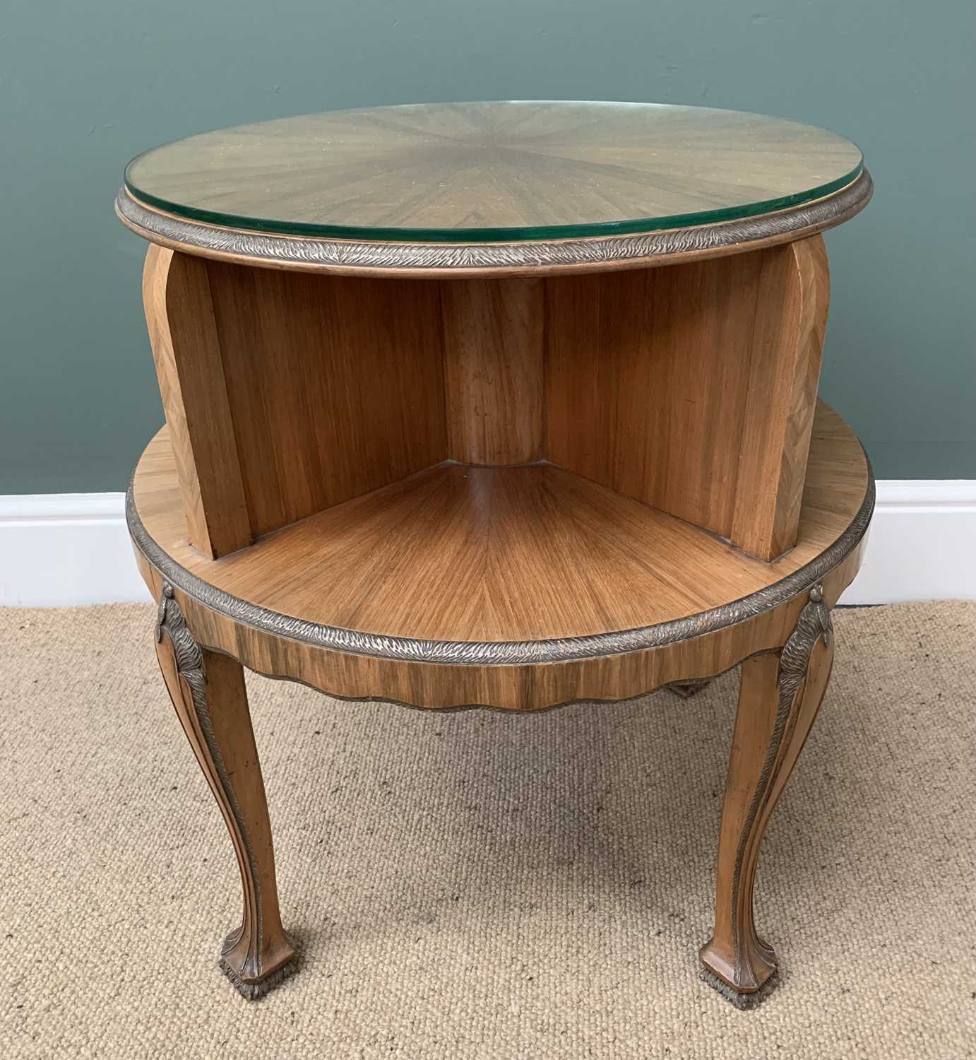 EMPIRE STYLE WALNUT CIRCULAR BOOK TABLE, 64cms H 52cms diameter