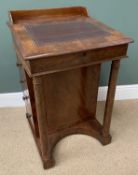 CIRCA 1900 MAHOGANY DAVENPORT DESK with tooled leather effect top and opening side drawers, 90cms H,
