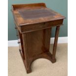 CIRCA 1900 MAHOGANY DAVENPORT DESK with tooled leather effect top and opening side drawers, 90cms H,