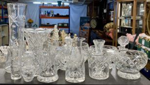 CUT & OTHER DECORATIVE GLASSWARE - to include various vases and bowls, scent bottles, ETC