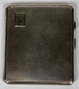 SILVER CIGARETTE CASE - Birmingham 1942, maker Joseph Gloster Ltd, 4.1ozt, 9.75 x 8.25cms, engine