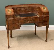 BELIEVED FRENCH WALNUT & FLORAL PAINTED "CARLTON HOUSE" DESK, curved top with small drawers below