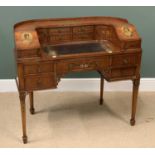 BELIEVED FRENCH WALNUT & FLORAL PAINTED "CARLTON HOUSE" DESK, curved top with small drawers below