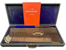 LOT WITHDRAWN - CASED GERMAN MADE ROSEWOOD ZITHER - with boxwood stringing and ivory tuning knobs,