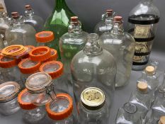 DEMIJOHNS (8), kilner, vintage provision containers, apothecary type bottles, a carboy and an