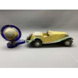 VINTAGE TYPE METAL CAR by Model Toys with steering wheel action, 38cms L and a Model E10 desk