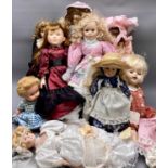 VINTAGE & LATER COLLECTOR'S DOLLS - a quantity including vintage composition and modern porcelain