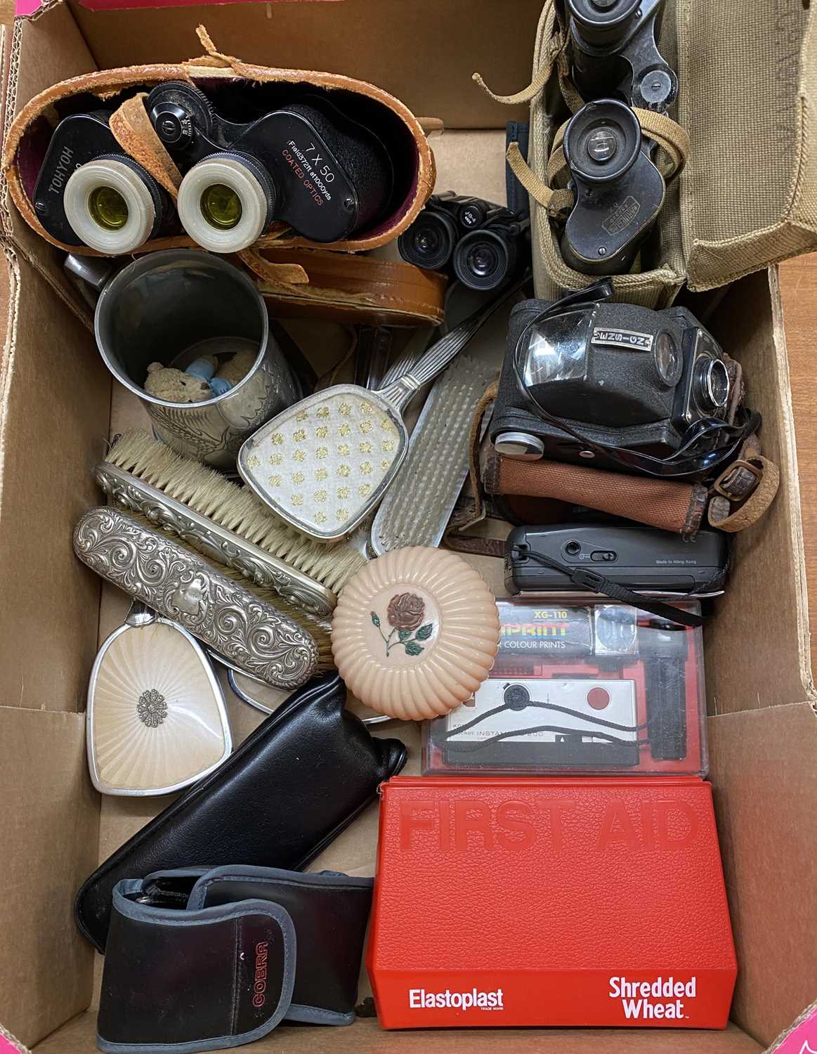 VINTAGE & LATER CASED BINOCULARS, CAMERAS and other collectables including a TOHYOH Tokyo 7 x 50