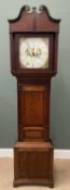 19th CENTURY OAK LONGCASE CLOCK with painted dial, (no pendulum and weights), 222cms H, 54cms W,