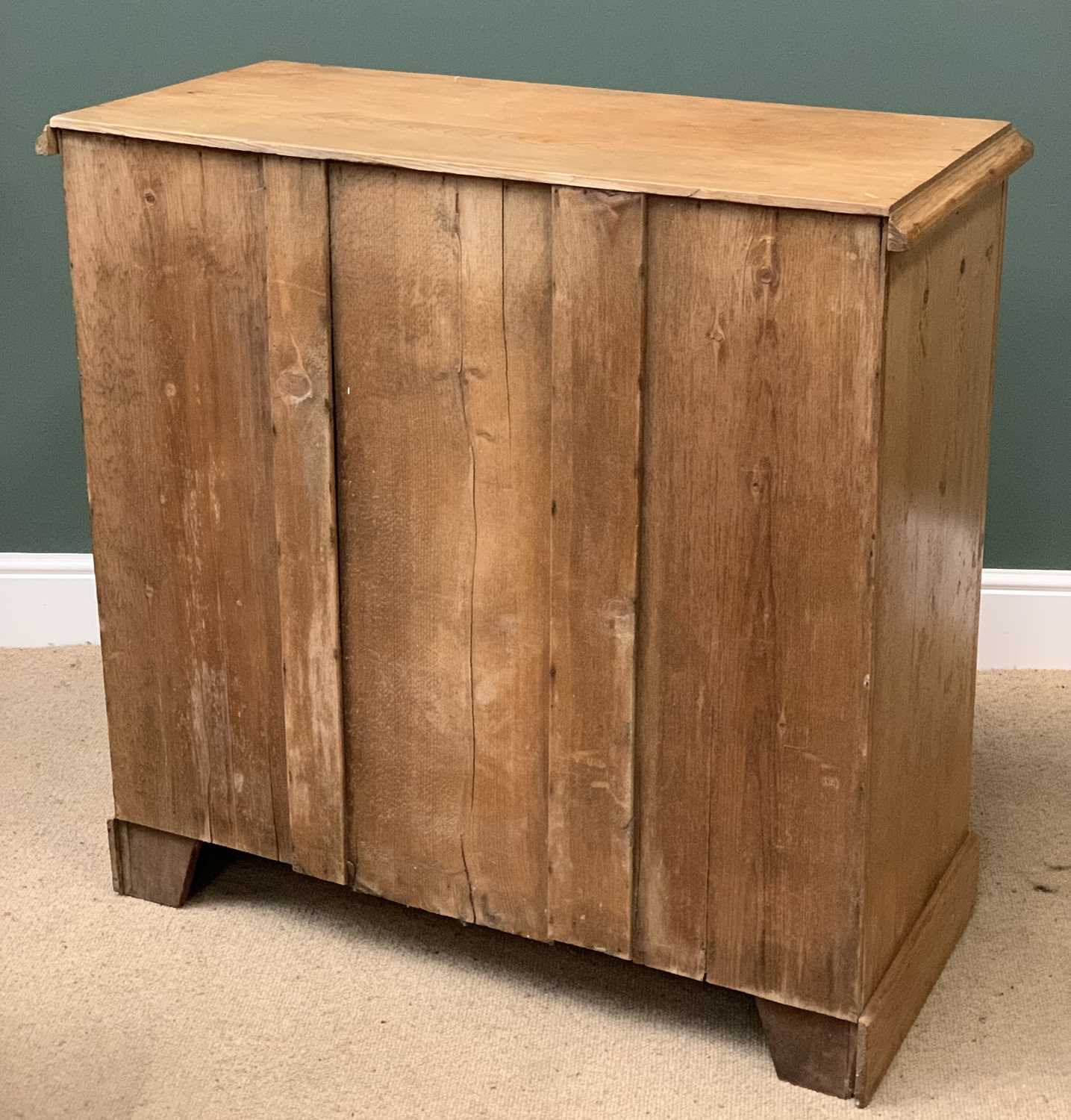 VINTAGE PINE CHEST OF THREE DEEP DRAWERS with turned knobs, 103cms H, 104cms W, 49cms D - Image 3 of 3