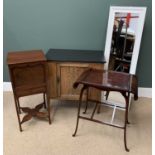 FURNITURE ASSORTMENT (4) to include an antique mahogany pot cupboard with lower drawer and lift top,