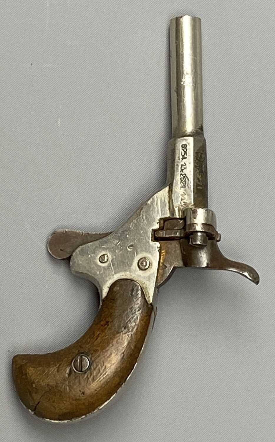 19TH CENTURY FLOBERT TYPE POCKET/CYCLIST'S BLANK FIRING PISTOL - stamped 'Patent 6254.13.2621.14', - Image 2 of 2