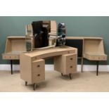 MID-CENTURY BEDROOM FURNITURE BY LEBUS 'LINK' to include fancy dressing table, 134cms H, 122cms W,