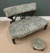 EDWARDIAN SALON COUCH with tapestry back and seat, on turned supports, 71cms H, 105cms W, 56cms D
