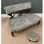 EDWARDIAN SALON COUCH with tapestry back and seat, on turned supports, 71cms H, 105cms W, 56cms D