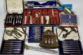 CASED & LOOSE CUTLERY, collector's spoons, vintage corkscrews, ETC to include two sets of