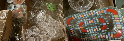 VINTAGE & LATER COLOURFUL & OTHER GLASSWARE & POTTERY - within 3 boxes and loose