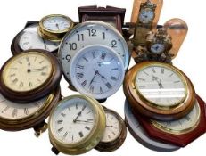 QUARTZ WALL CLOCKS - a mixed collection including antique styles along with a glass domed part