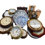 QUARTZ WALL CLOCKS - a mixed collection including antique styles along with a glass domed part