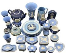 WEDGWOOD JASPERWARE, ROYAL & NAVY BLUE - approximately 40 pieces